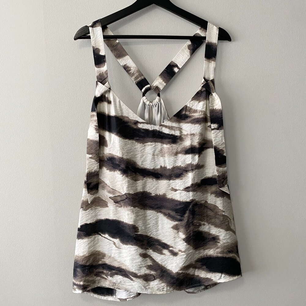 NWT Reitmans Natural White Brown Zebra Print Viscose Blend Sleeveless Top